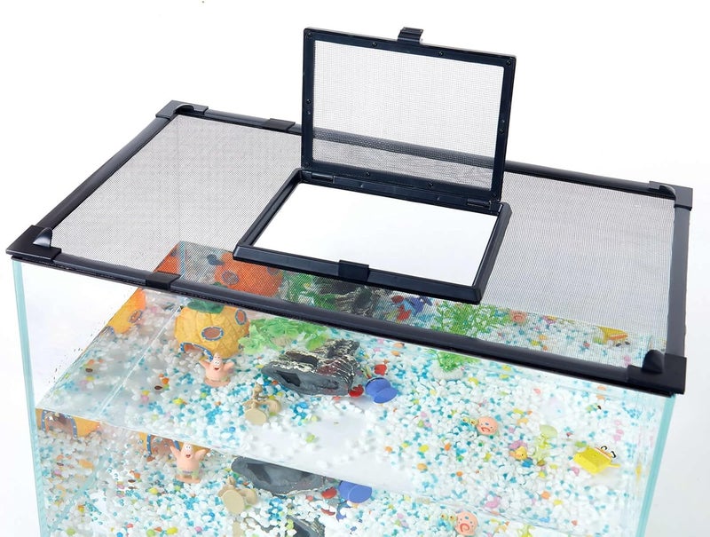 RODENET Magnetic Fish Tank Cover Net Aquarium Lid Mesh Top Hood Cut to Any Size Ventilation Transparency Anti-Jumping Aquarium Cover with Feeding Window(39"X19") - Image 1